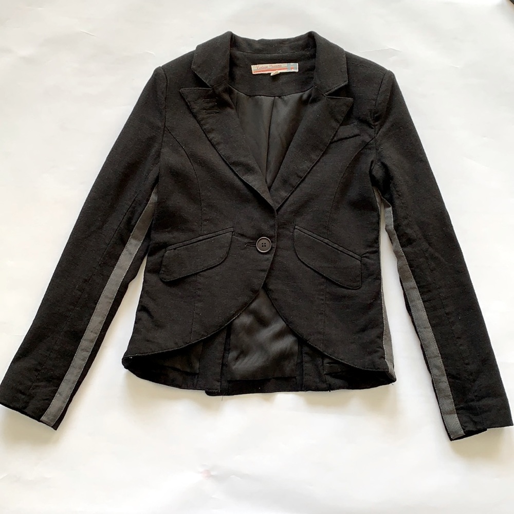 Vintage Havana Black Linen Blend Blazer Size Small